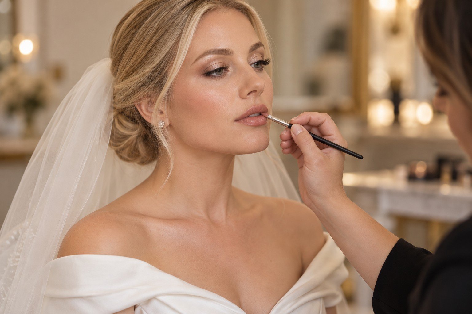 Réalisation d’un maquillage de mariée longue tenue